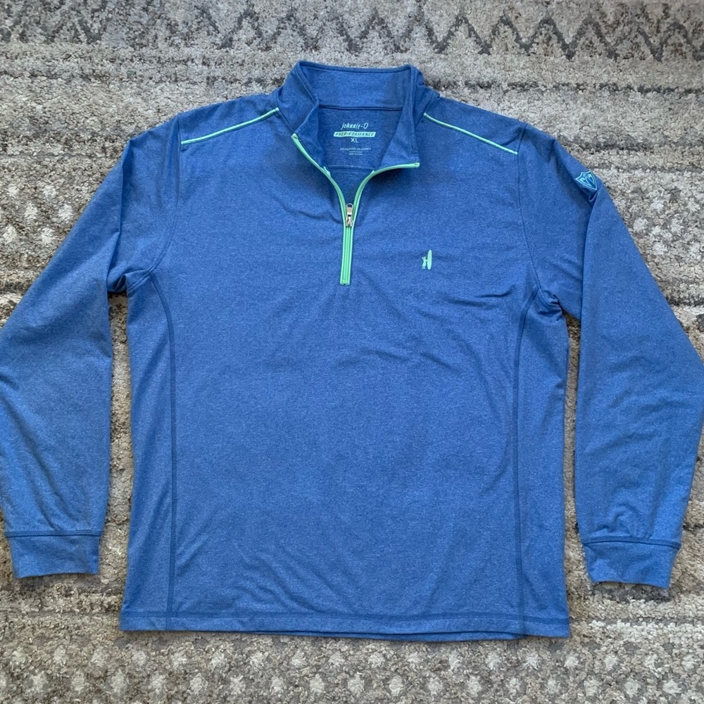 Johnnie-o Performance Blue Green 1/4 Zip Long Sleeve Sweatshirt XL